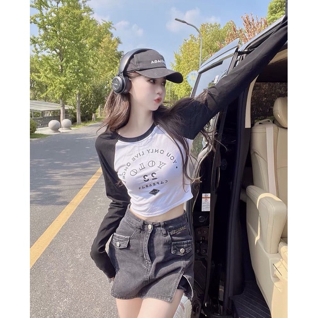 Áo Thun Tay Dài Phối Màu YOLO 23 Năng Động Cá Tính