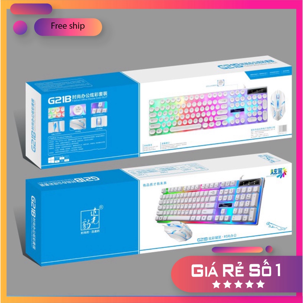 Bàn phím giả cơ gaming G21 kèm chuột có dây với đèn Led 7 màu chuyên dùng cho máy tính PC và Laptop chuột không dây | BigBuy360 - bigbuy360.vn
