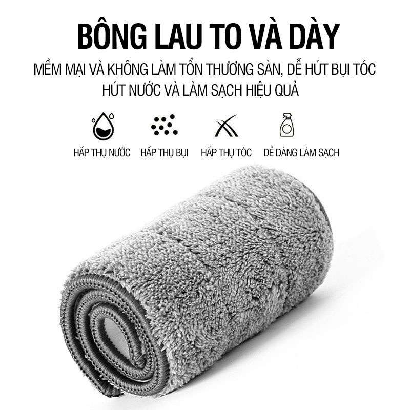 Cây lau nhà tự vắt Kitimop-RedMax bàn lau lớn 45cm, hệ thống vắt kép, thanh thép chống gỉ, khớp xoay 360 độ, 2 bông lau