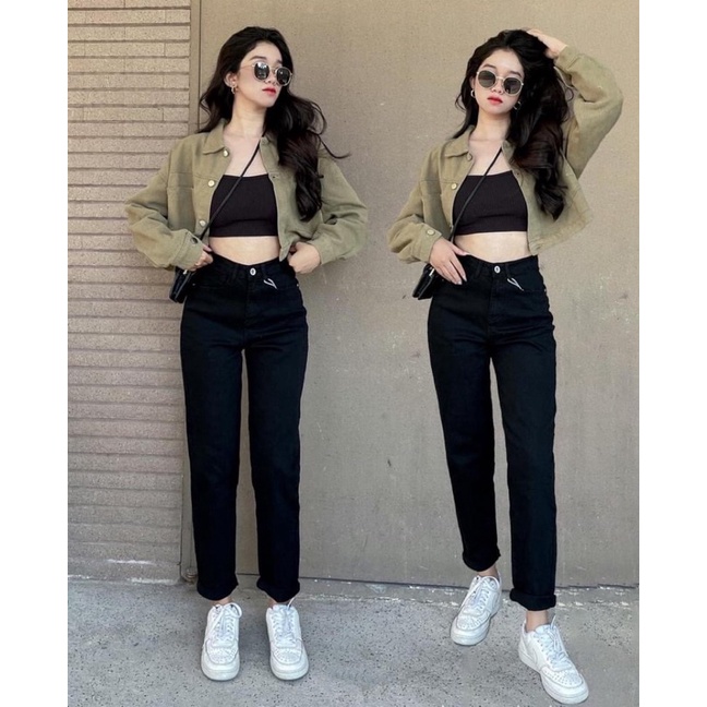 Quần Bò Momjeans Quần Jean Baggy lưng cao xuất Chuẩn