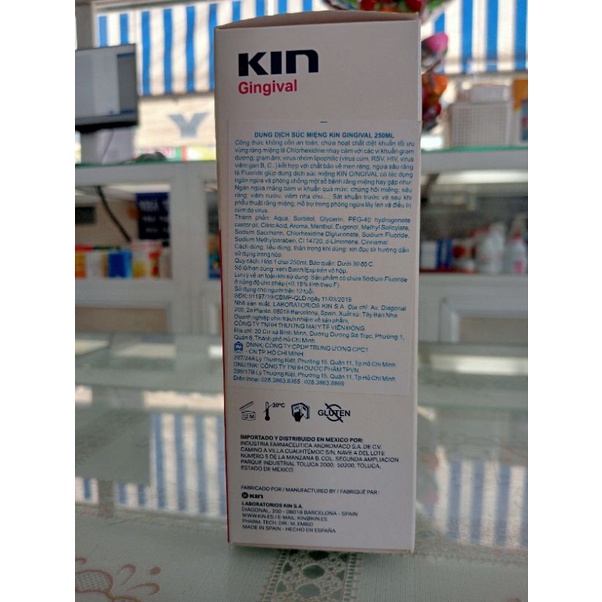 Nước súc miệng chăm sóc nướu, sạch vi khuẩn, ngừa sâu răng Kin Gingival Mouthwash Gums Gencives 250ml