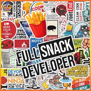 Set 50 cái Sticker Developer chống nước, Hình Dán Coder giá rẻ, decal lập trình dán mũ bảo hiểm, laptop, dán xe, vali
