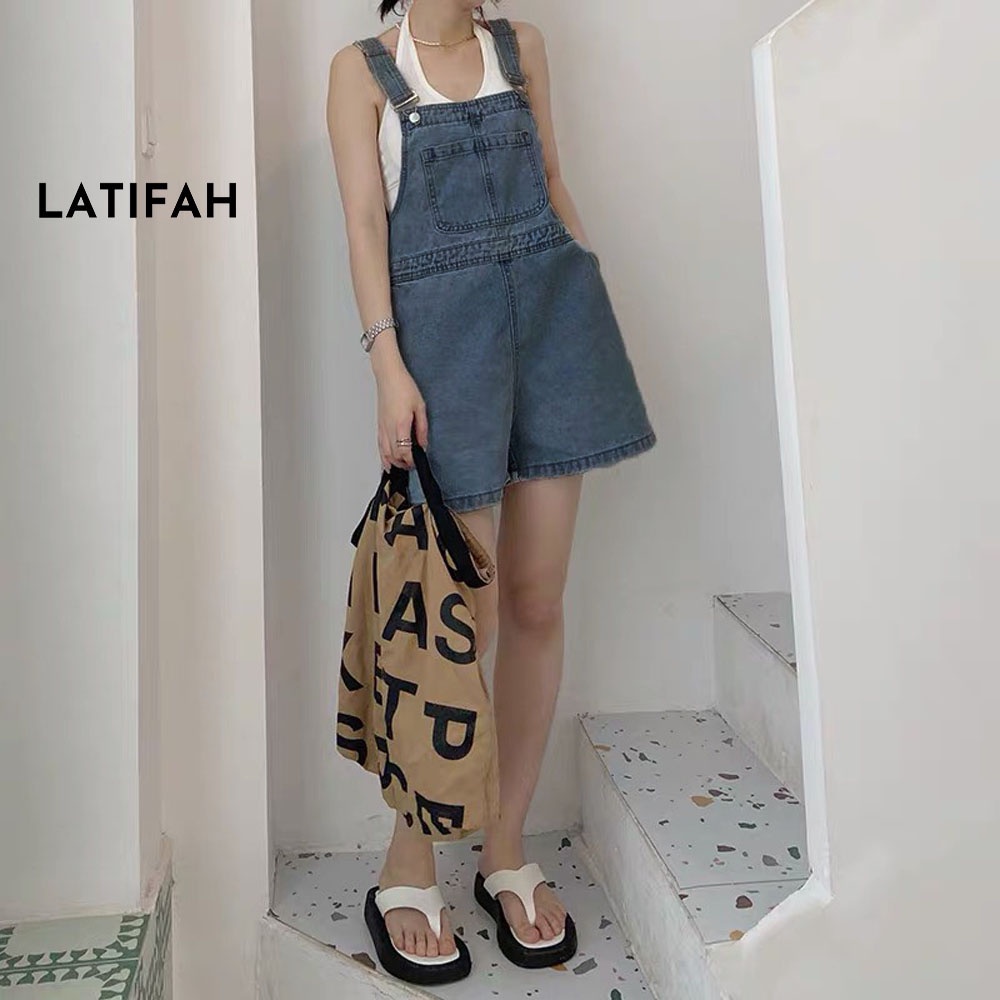 Yếm short jean LATIFAH Trơn xanh nhạt YJ015 phong cách hàn quốc