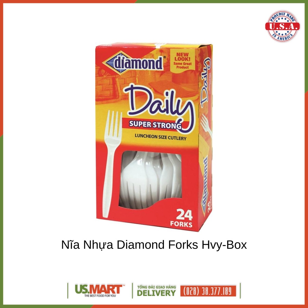 Nĩa Nhựa dùng được nhiều lần Diamond Forks Hvy-Box SIÊU BỀN, CỨNG CÁP 24 cái