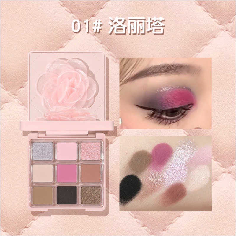 Bảng Phấn Mắt Hold Live Black Pink 9 Ô Màu Lì Và Nhũ Trang Điểm Mắt Khói Tone Tây Thời Trang