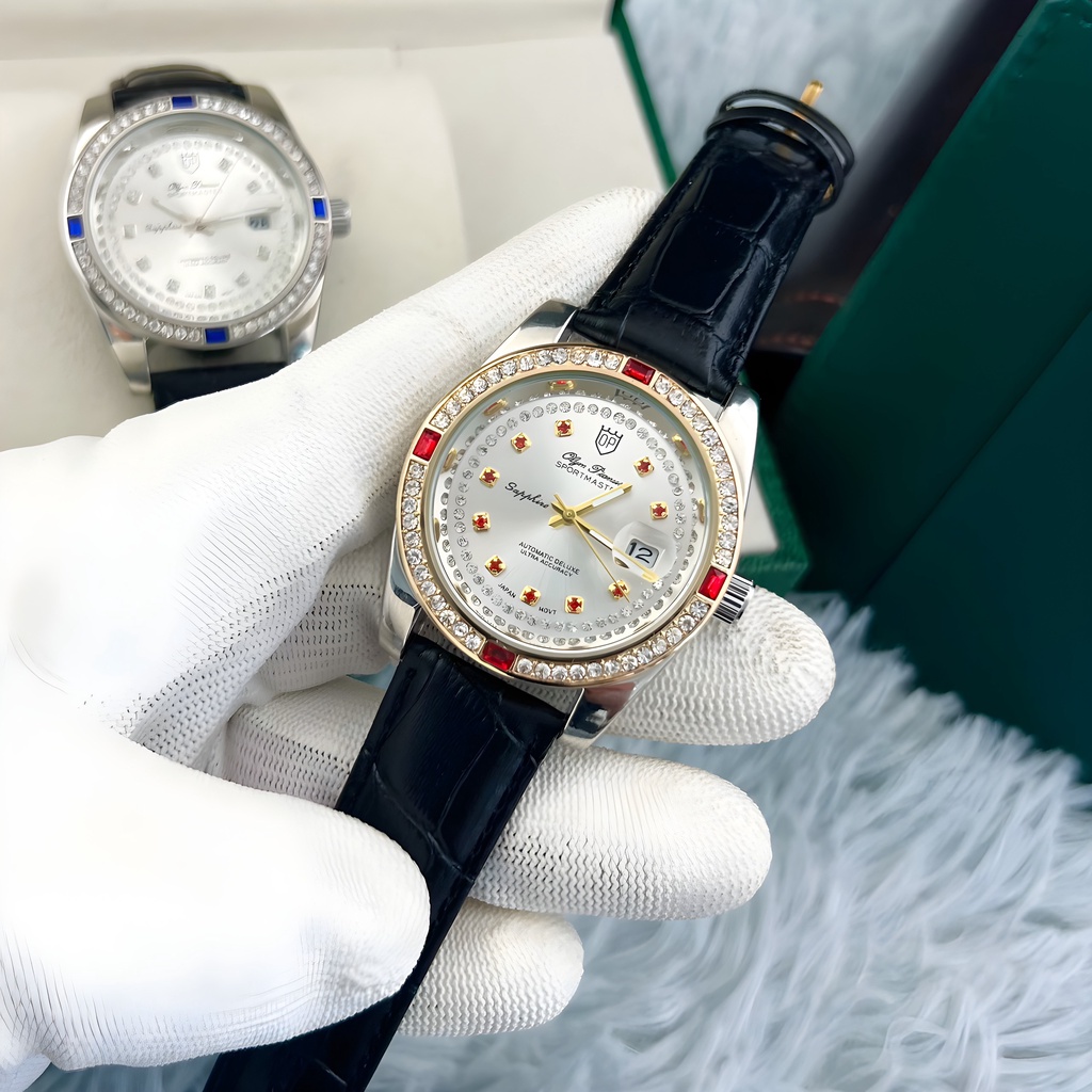 Đồng Hồ - Đồng Hồ Nam Olympianus - Dây Da Cao Cấp - Máy Pin Kim Trôi  - Bảo Hành 12 Tháng