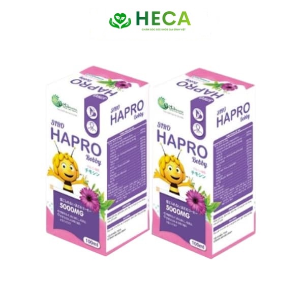 (HECA) Siro ho cho bé (hộp100ml) HAPRO BOBBY, chiết xuất xuyên tâm liên, hoa cúc tím, tiêu đờm, bổ phế