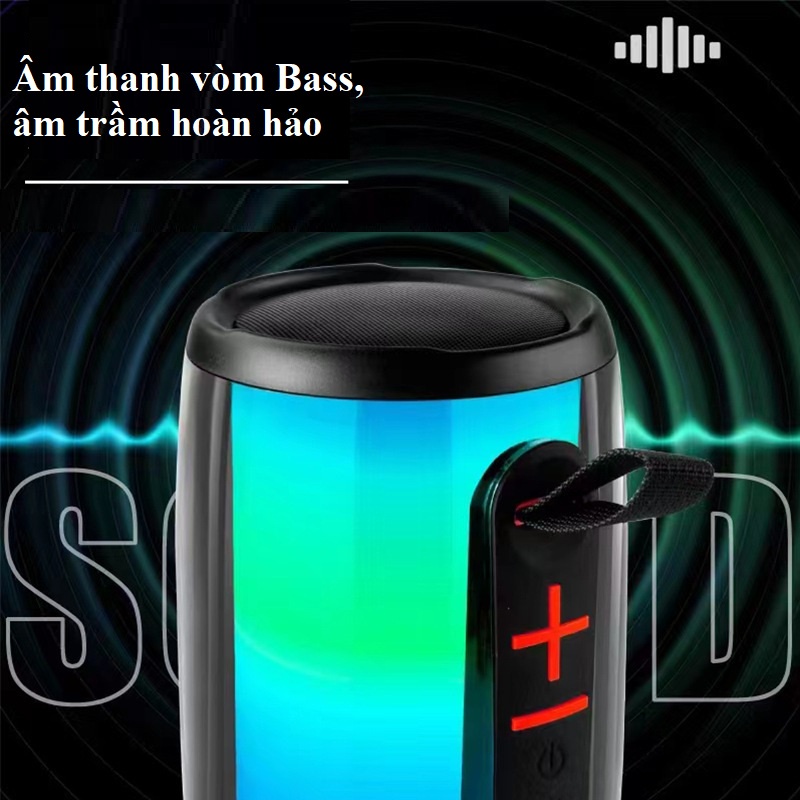 Loa Bluetooth Pulse 6 led 360 độ RGB 7 màu công suất 15W - Âm thanh vòm 6D cực bass - Pin trâu nghe nhạc liên tục 6H