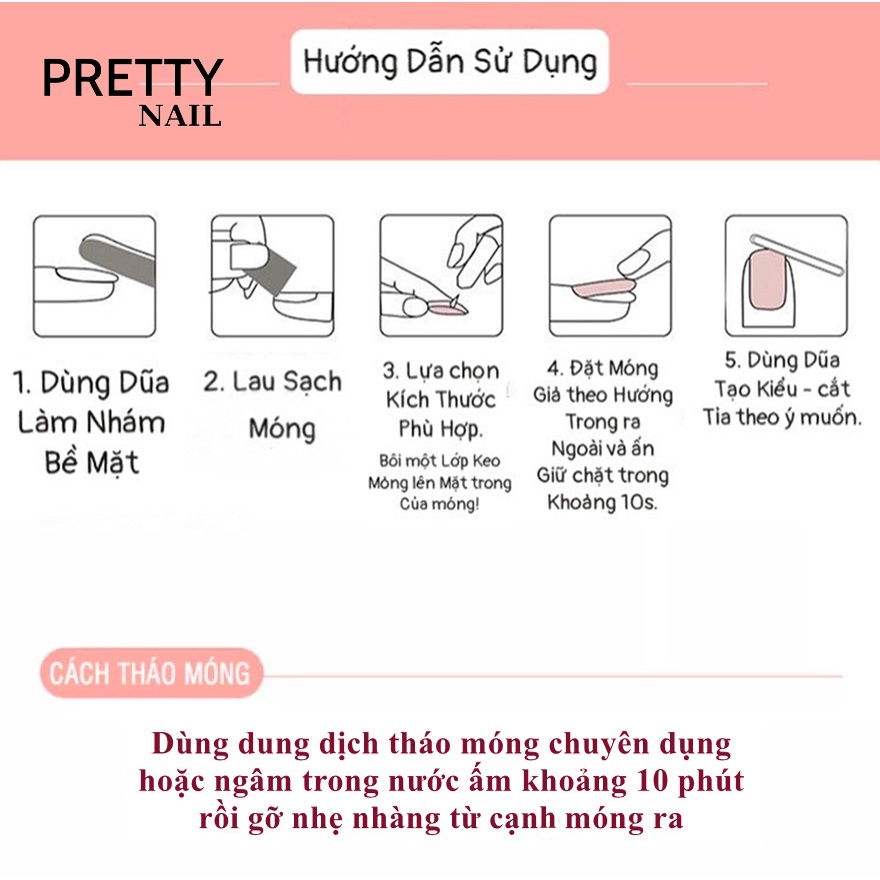 Móng Tay Giả Đính Đá Pretty Nail Box 24 Móng Kèm Keo Giá Rẻ