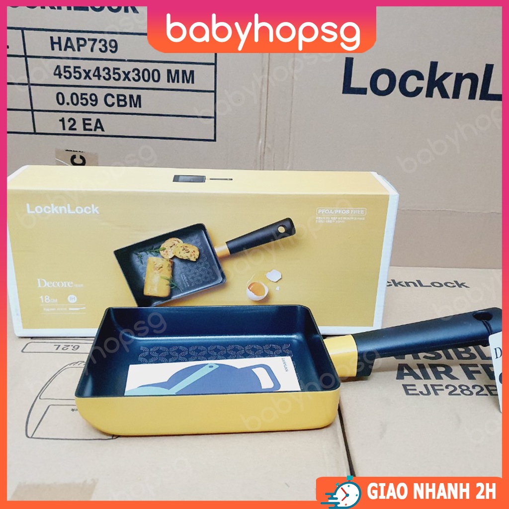 Chảo decor chữ nhật LocknLock - Màu vàng sang trọng sử dụng được cho bếp từ LDE1186IH - BABYHOPSG