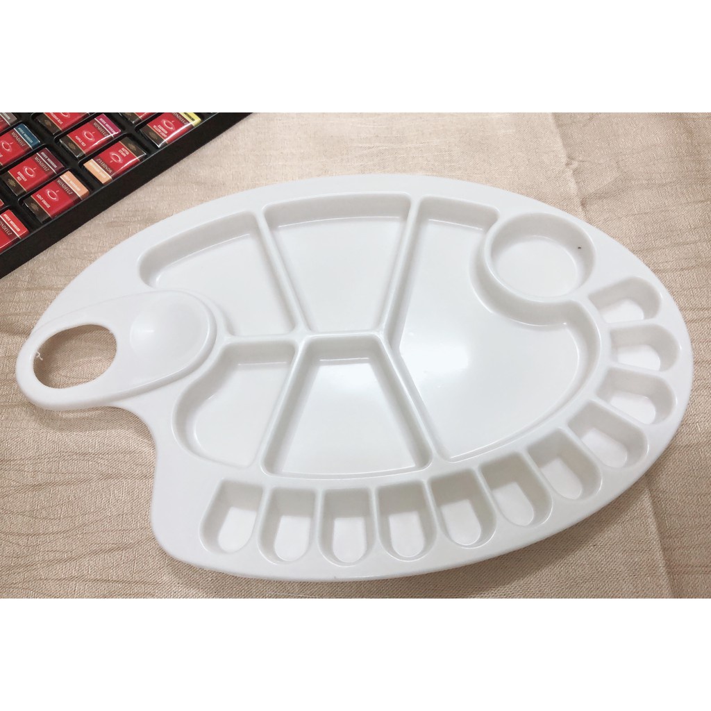 Khay pha màu màu đôi, palette gập có nắp đậy hình chữ nhật, oval