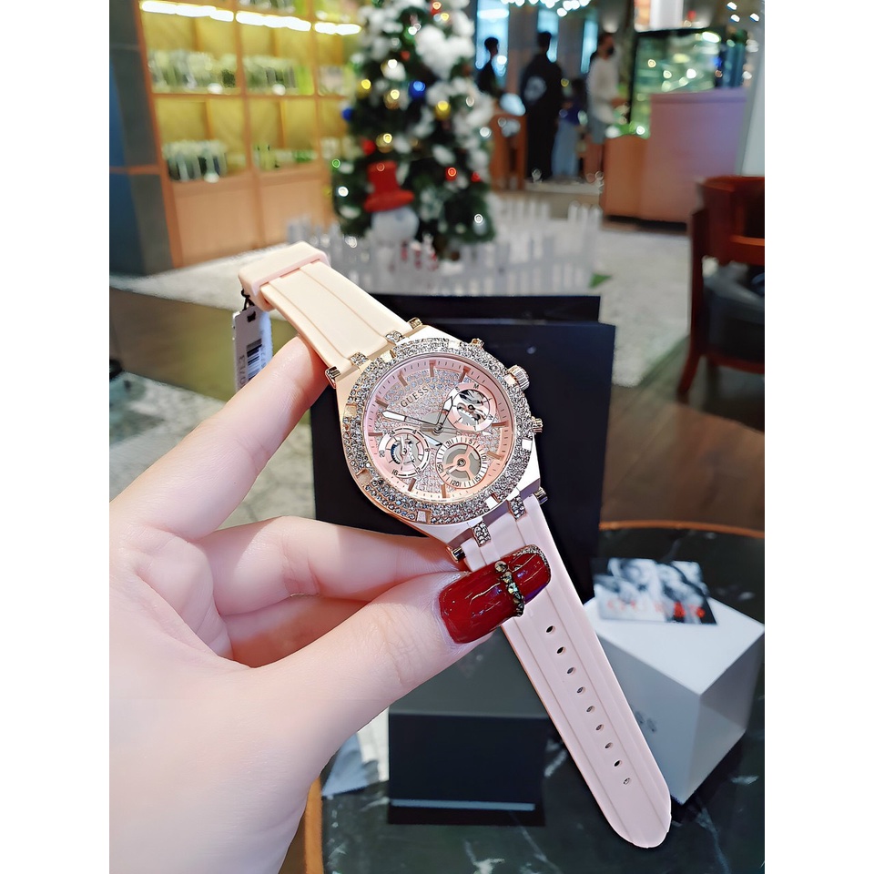 Đồng Hồ Nữ Guess GW0407L1 GW0407L2 GW0407L3 Vỏ Đính Hạt - Dây Silicon - Size 38mm