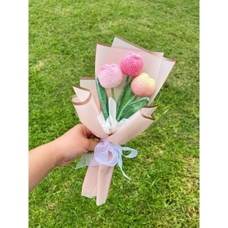 [HÀNG CÓ SẴN] Hoa Tulip hồng bằng Len - August's Flowers- Quà tặng handmade