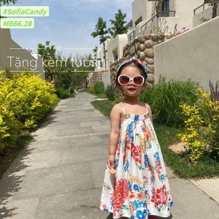 Váy hai dây maxi đi biển kèm tuban cho bé gái