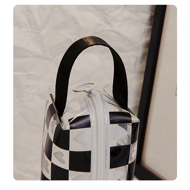 Túi Đựng Bút Chất Liệu PVC Trong Suốt Hoạ Tiết Caro Nhiều Hình Dễ Thương, Sức Chứa Lớn