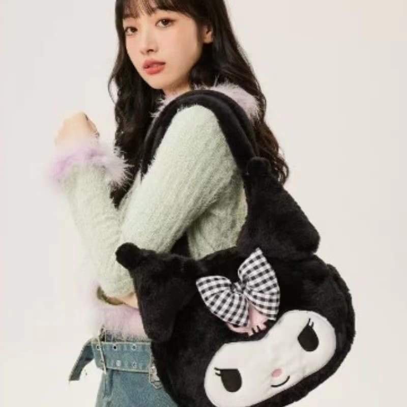 Tote lông nhung mịn hoạt hình Melody/ Kuromi/ Cinamon xinh xắn