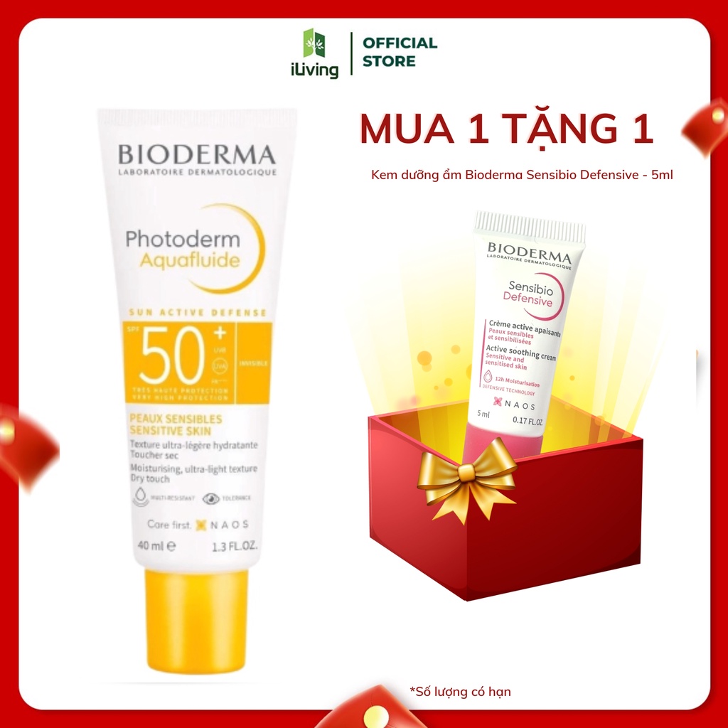 Kem chống nắng giảm bóng nhờn cho mọi loại da Bioderma Photoderm Aquafluide SPF50+ 40ml ILIVING-BIOKCNGBNSPF