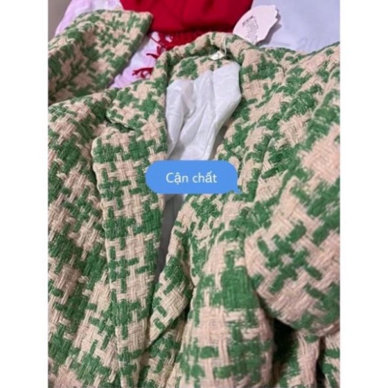 Áo blazer dạ tweed  kèm thắt lưng thời trang/ áo khoác d
