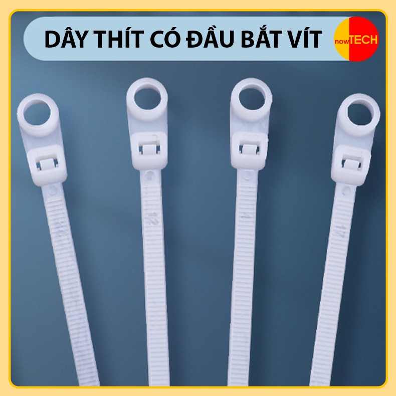 Dây rút nhựa thít nhựa lạt trắng có đầu bắt vít túi 100 cái loại 15 cm và 20cm