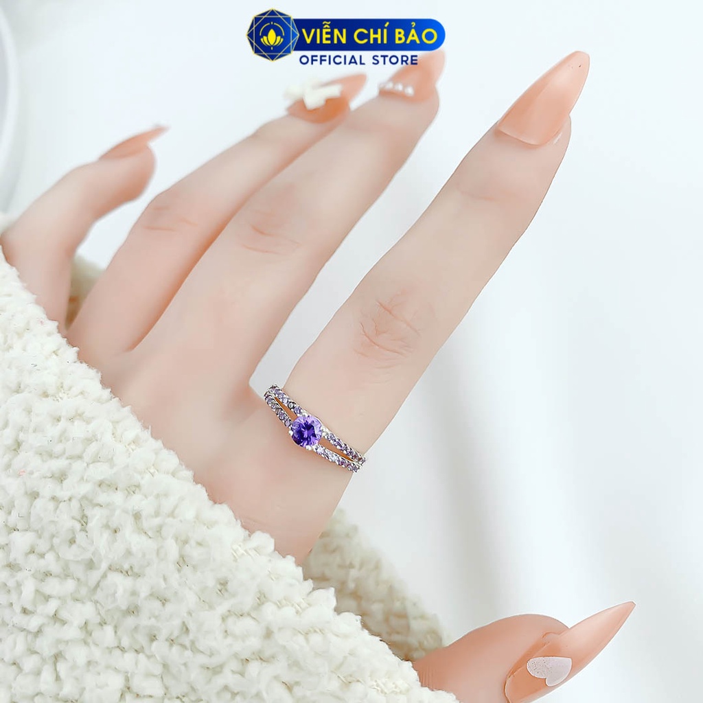 Nhẫn bạc nữ lãng mạn tím chất liệu bạc 925 thời trang phụ kiện trang sức Viễn Chí Bảo N700232