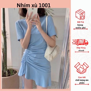(ảnh thật) Đầm Body Đuôi Cá Dây Rút Hông Sang Chảnh Tôn Dáng