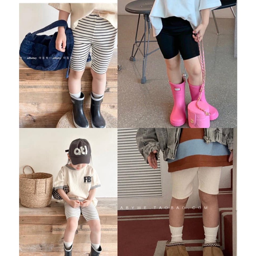 Combo 5 quần legging tăm cho bé quần short đùi kẻ vitage co giãn mềm mại hàng hot trend 2023