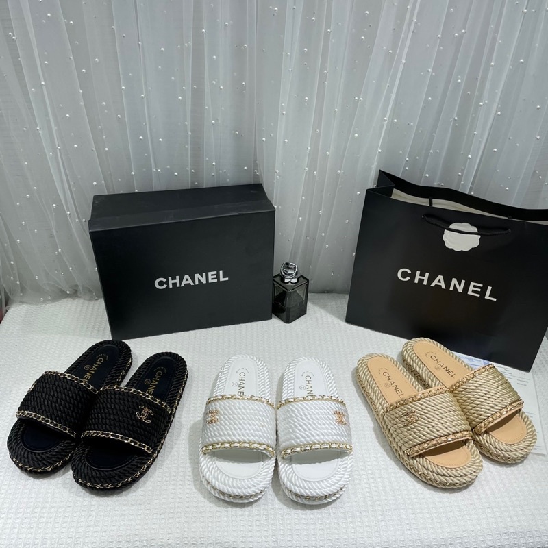 Dép lê CL nữ viền cói fullbox (Sẵn hàng)