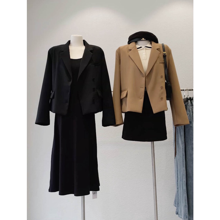 Áo blazer tay dài dáng ngắn 3 nút bọc trơn 3 màu LENCLOTHING 9511 | BigBuy360 - bigbuy360.vn