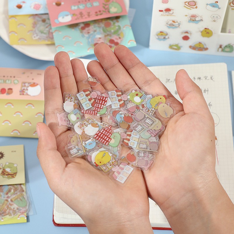 Bộ 80 Sticker Molang Đáng Yêu Chống Nước Trang Trí Laptop, Sách Vở Học Tập