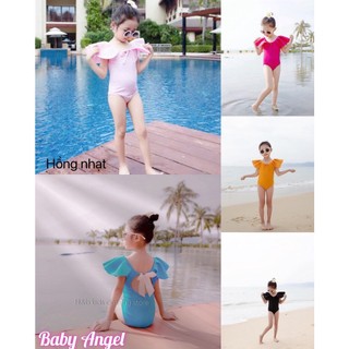 Đồ bơi bé gái,bikini đi biển tay cánh tiên nơ lưng cho bé từ 9kg đến 21kg