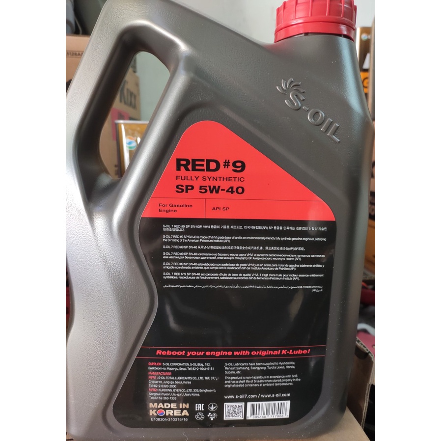 NHỚT S.OIL RED #9 API SP- 5W40- 4L