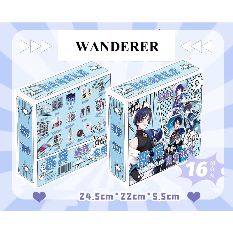 Balladeer Wanderer - Genshin Impact | Hộp quà vuông đặc biệt 16 món / Scaramouche