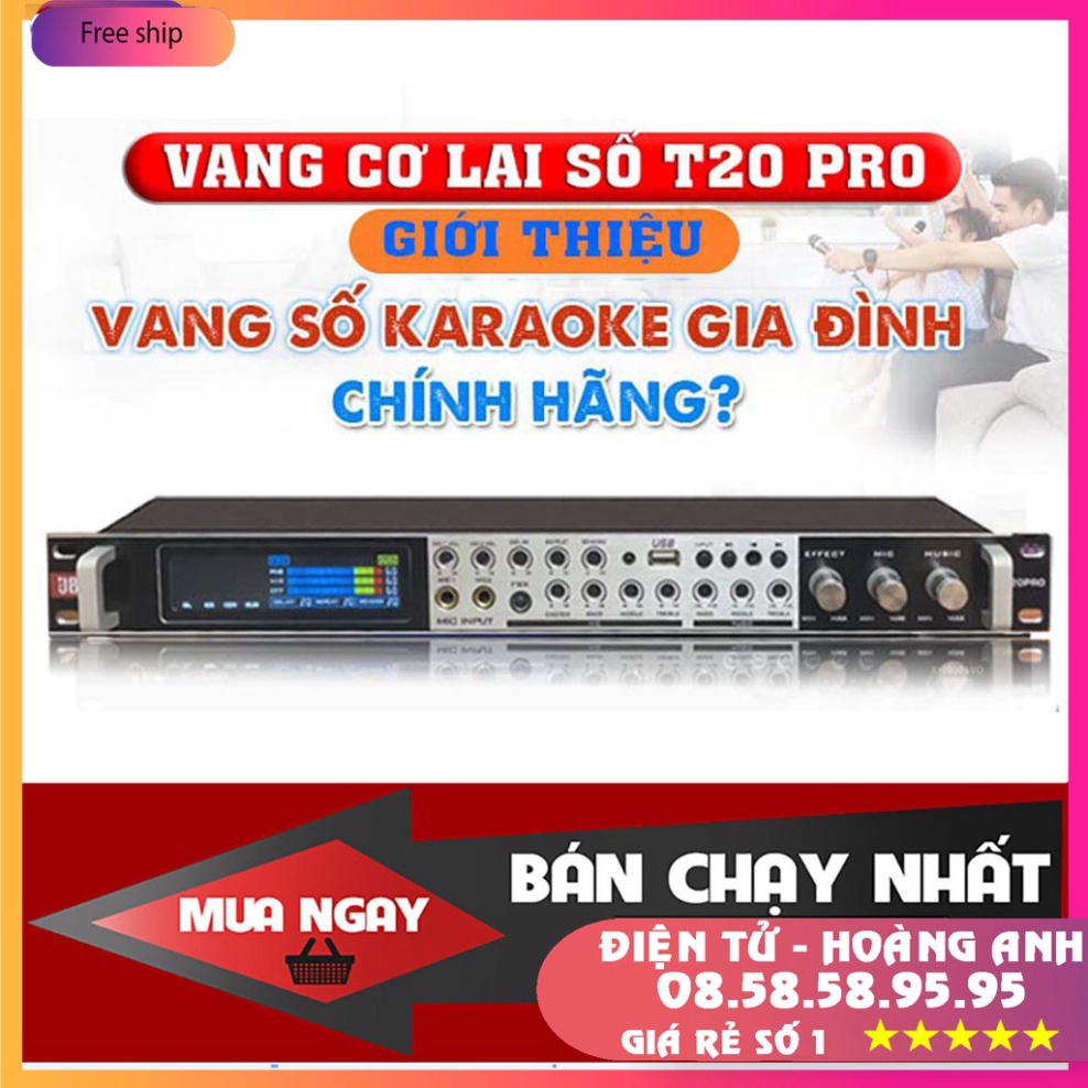 Vang T20 PRO 2023 Có Reverb (Tặng Dây Canon) Chống Hú Tốt, Vang Nhại Mượt Mà. Có Bluetooth, Quang Học.
