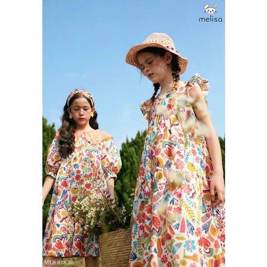 Đầm Melisa hoạ tiết siêu xinh size 2-11 Y (12-40 kí)