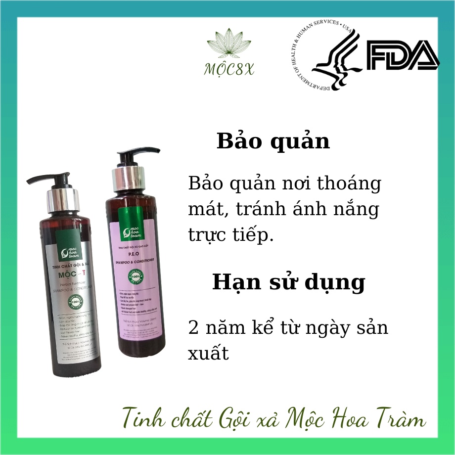 Dầu Gội Đầu Và Xả MỘC HOA TRÀM Tinh Chất Bồ Kết Sả Hương Nhu Chanh Ngăn rụng tóc 250 ml - Mộc 8X Store