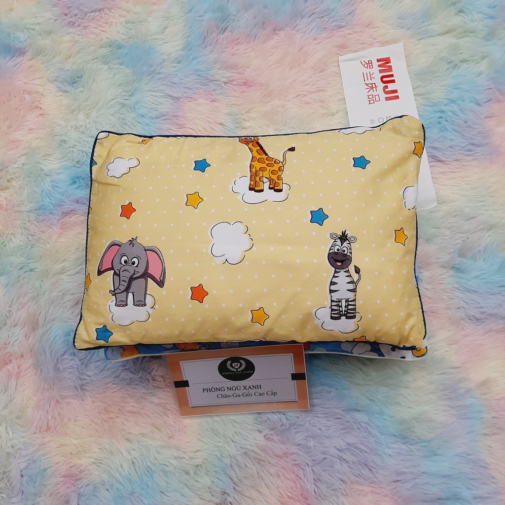 Gối cho bé sơ sinh Muji 25x40 cho trẻ em từ 0-3 tuổi 100%Cotton hàng chính hãng Phòng Ngủ Xanh thấm hút mồ hôi cực tốt