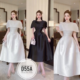 Đầm xoè tafta hoa D55A
