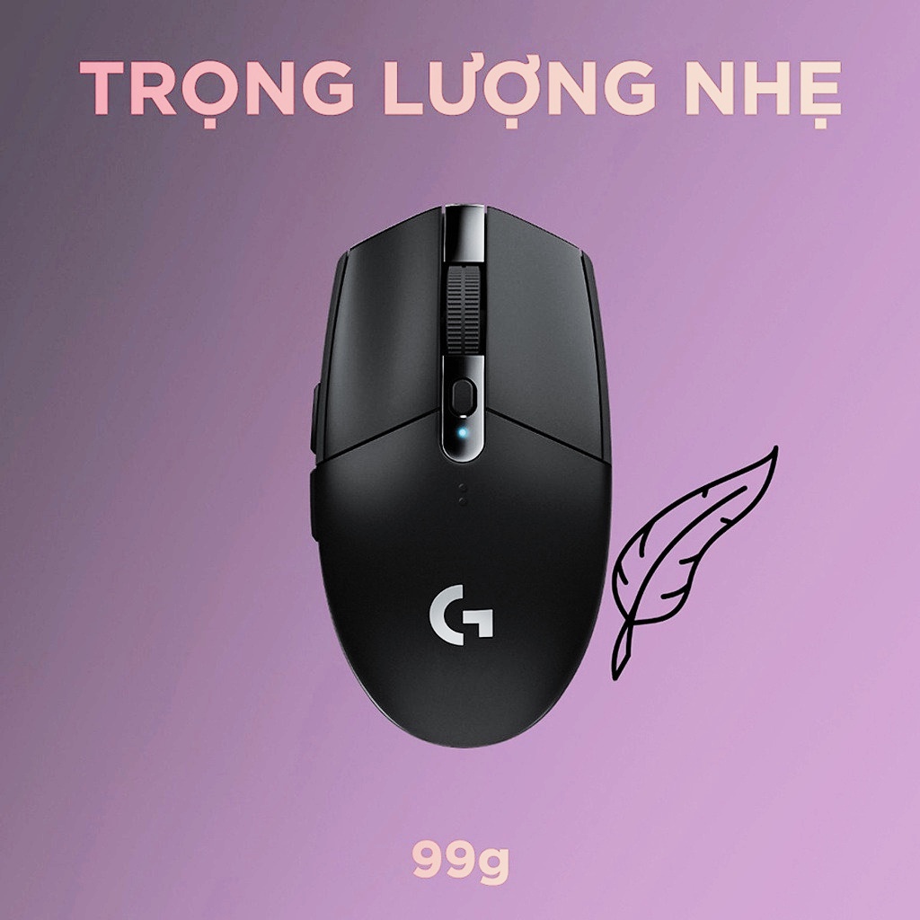 Chuột Máy Tính Gaming Không Dây Logitech G304 Wireless 6 Nút Gồm Pin, Pin 250h - CG304