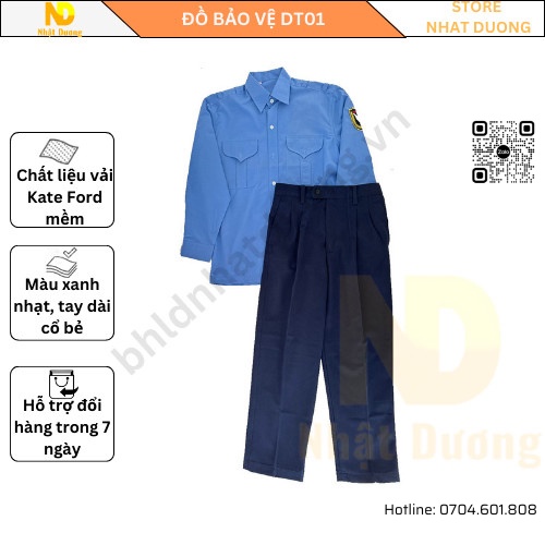 Quần áo bảo vệ tay dài DT01 loại tốt, Đồng phục bảo vệ công ty, nhà máy, Bộ đồ bảo vệ mềm mịn