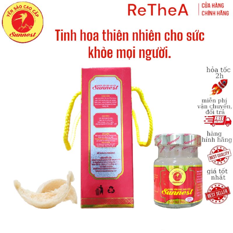 Yến Sào cho người lớn Sunnest 35% Yến, tăng cường sức đề kháng, hồi phục sức khỏe sau phẩu thuật.  Hộp 6 lọ x 70ml