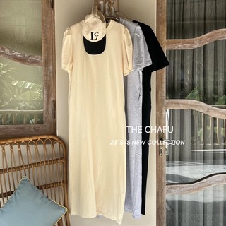 Đầm cotton dáng suông có độn vai