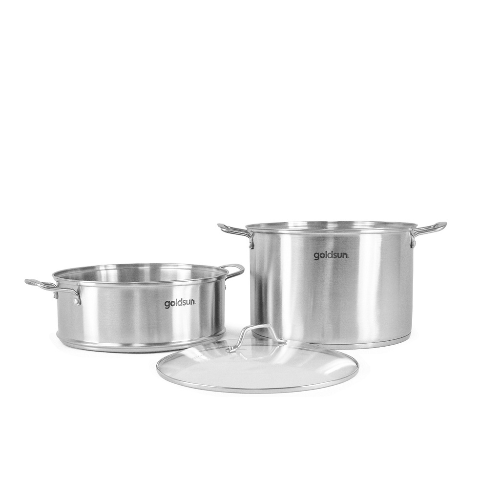 Bộ Nồi xửng hấp Inox 3 đáy Goldsun GPS1510-S 30Cm Hàng chính hãng