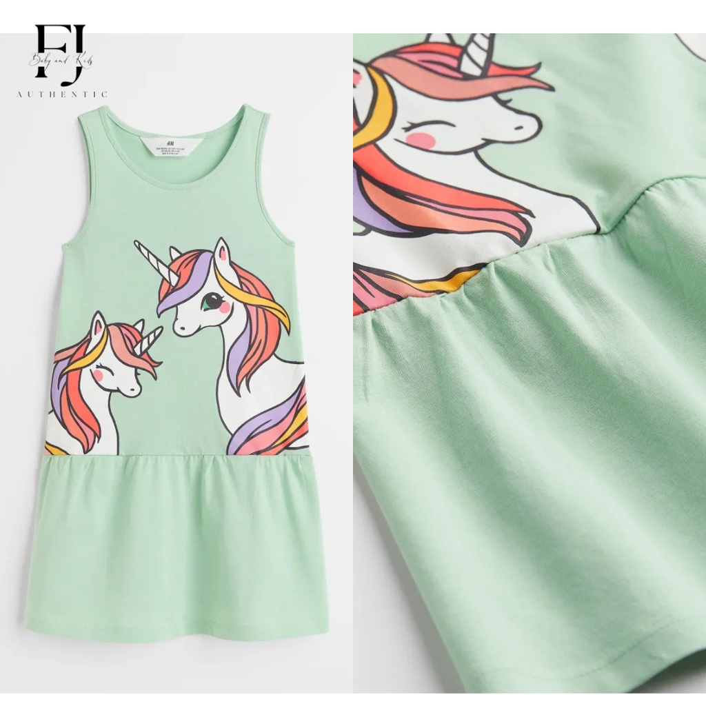 Váy bé gái HM, đầm sát nách cotton mùa hè siêu mát cho bé 1-10 tuổi Authentic
