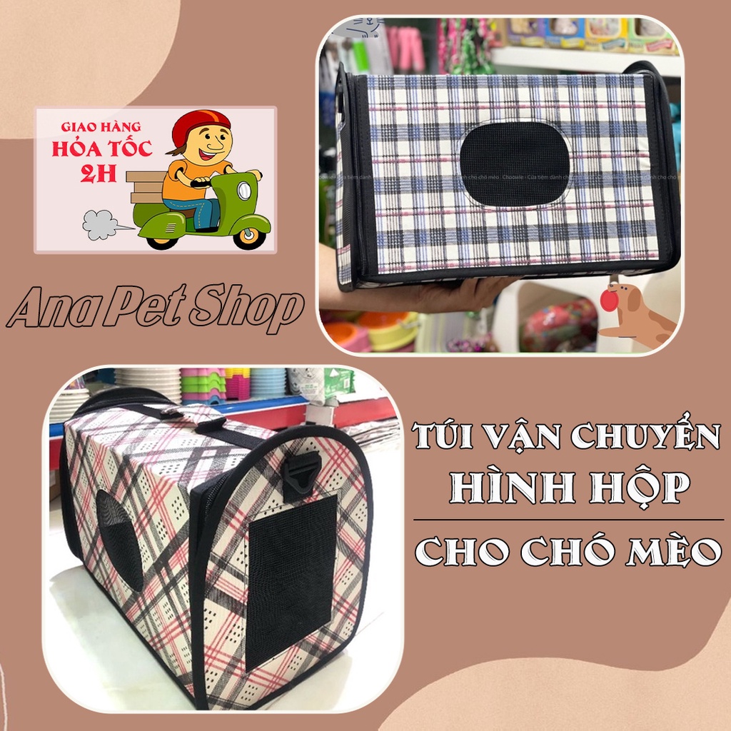 Túi vận chuyển cao cấp cho chó mèo hình hộp 3 size - Có thể gấp gọn
