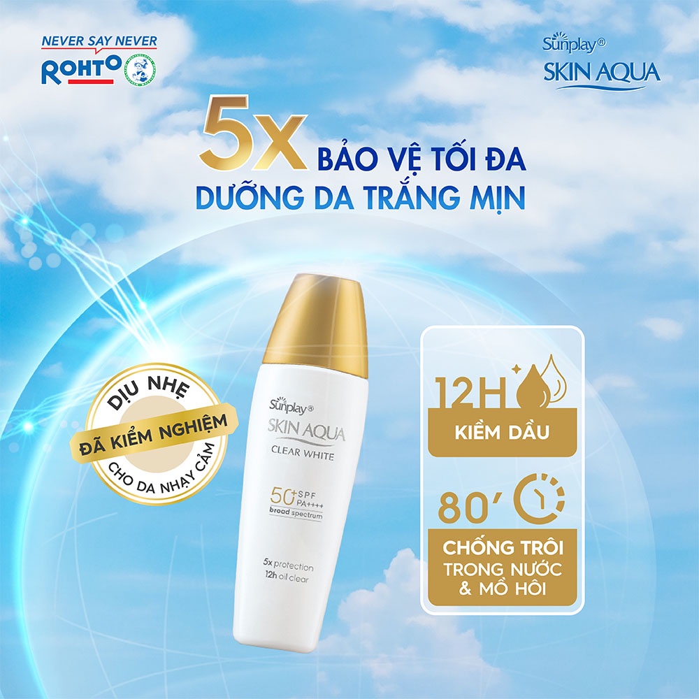 Kem Chống Nắng Sunplay Skin Aqua Clear White SPF 50+ PA++++ 25g/55g Dưỡng Trắng Cho Da Dầu - Dạng Sữa | BigBuy360 - bigbuy360.vn