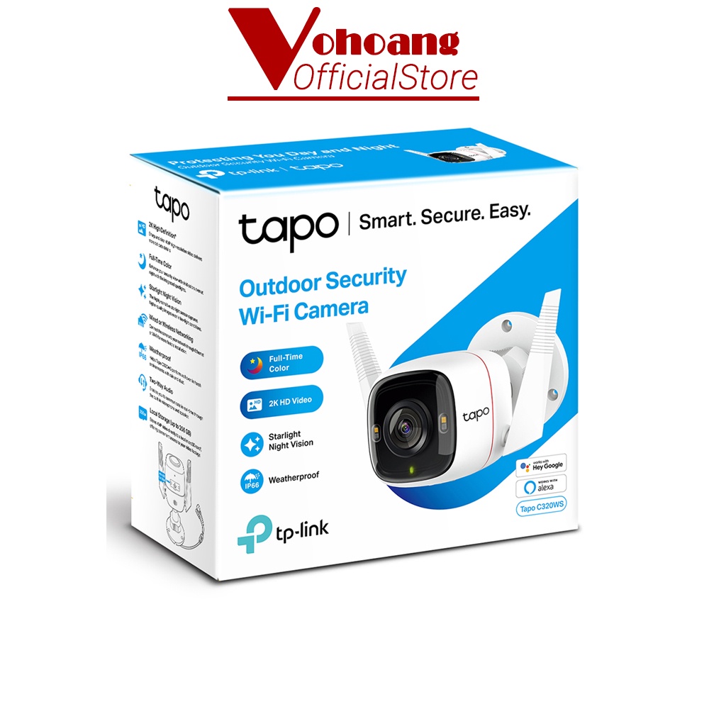 Camera 2K Wi-Fi An Ninh Ngoài Trời TP-LINK Tapo C320WS QuadHD nhìn màu trong đêm, kháng nước kháng bụi IP66