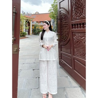 Đồ lam đi chùa nữ - Bộ gấm lót hầu cao cấp