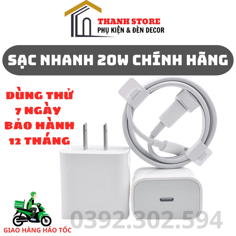 Bộ sạc 20w chính hãng, sạc nhanh PD 3.0 cho điện thoại và Tablet Táo Khuyết - BH 12 THÁNG
