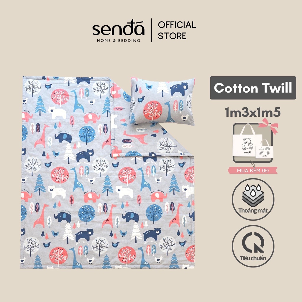 Bộ chăn gối cho bé đi học Cotton Sen Đá Home Bedding cao cấp, set mền cho bé trai, bé gái học mẫu giáo, tiểu học