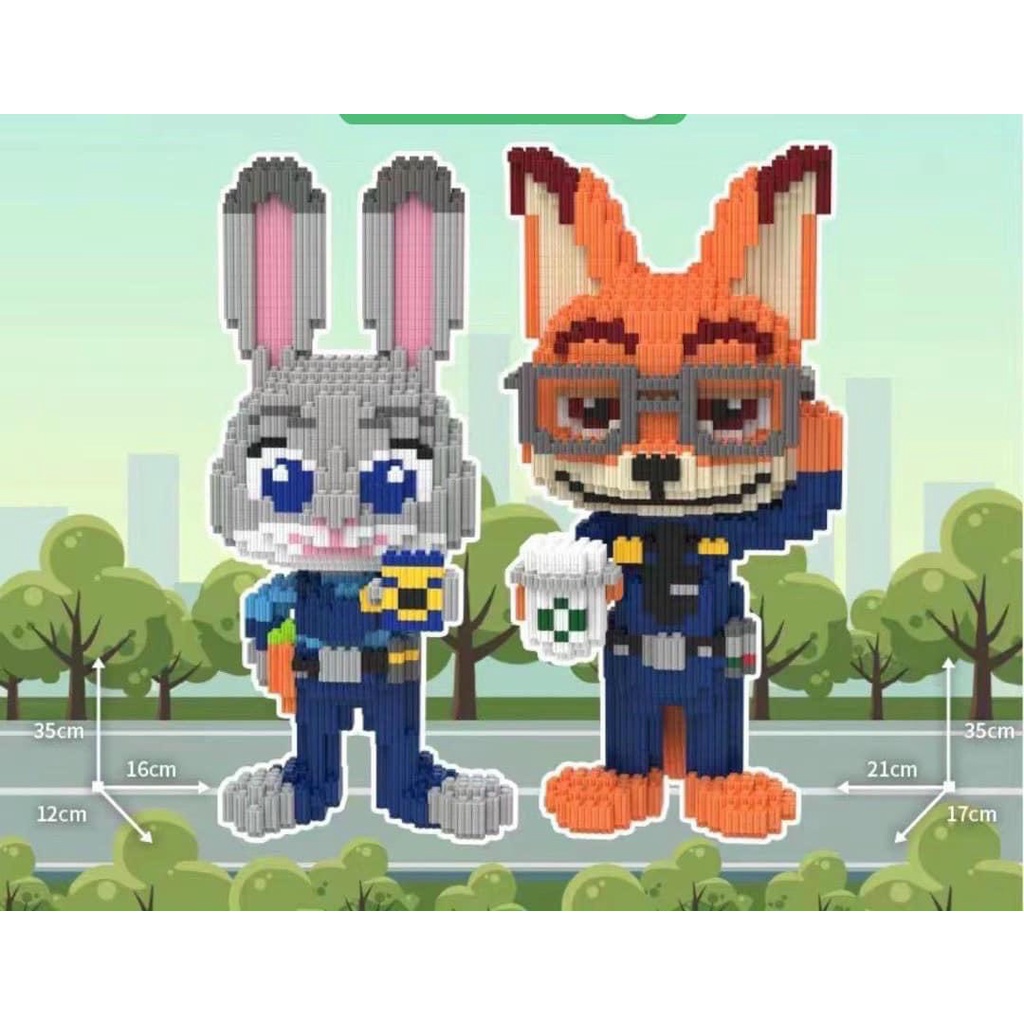 LEGO GẤU ĐÔI. CÁO VS THỎ ĐÔI 35cm tặng kèm búa,đèn